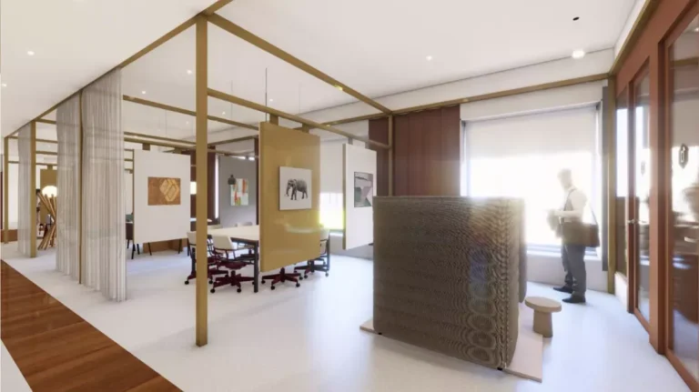 Zonas de reuniones creativas y mobiliario flexible en Spaces La Illa, el eje de negocios de la Diagonal de Barcelona.